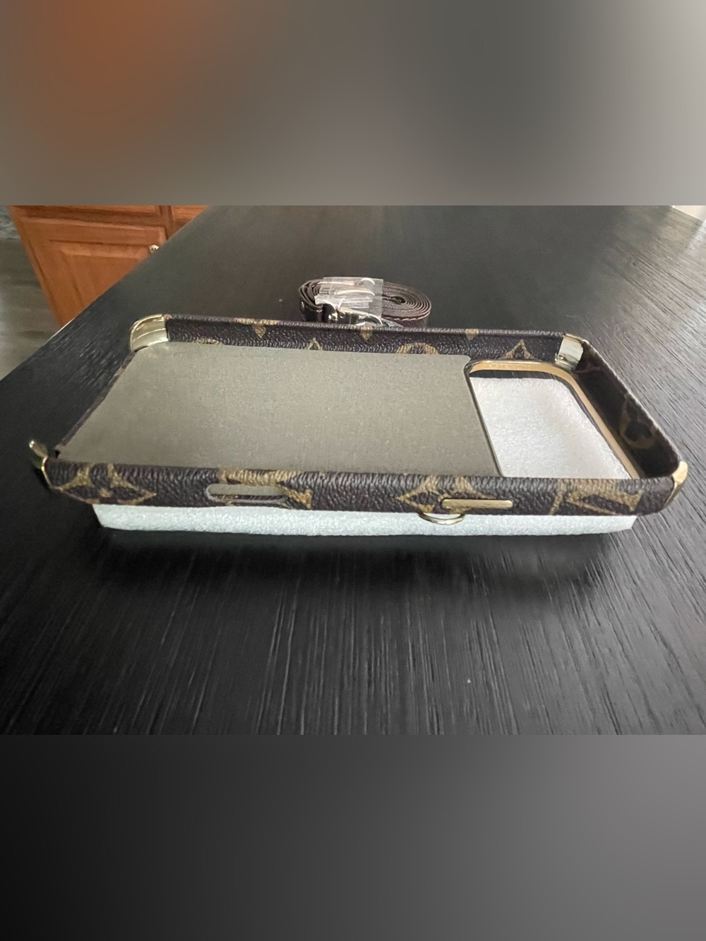 iPhone 17 pro max crossbody Case with Gold Accents and strap - Picture 9 of 11